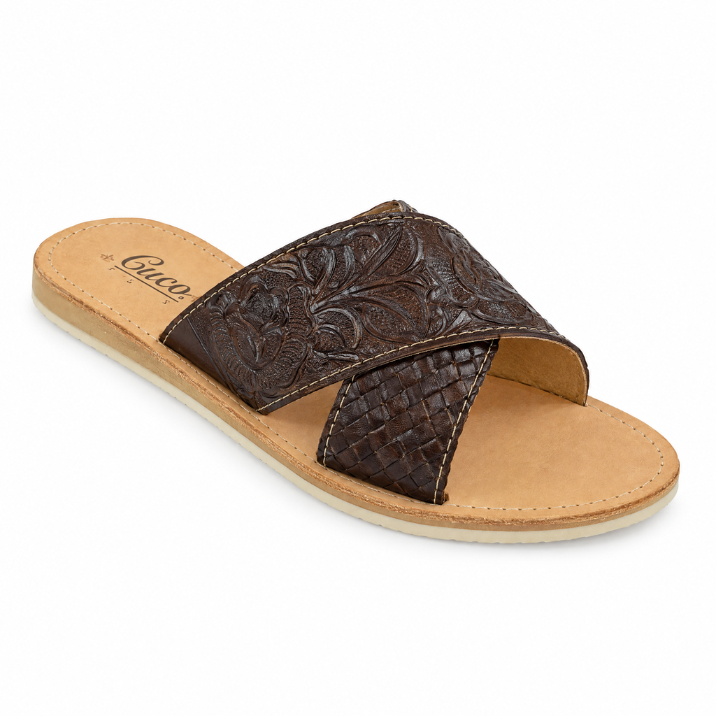 Huarache Cruzado Sin Talonera Café - frente
