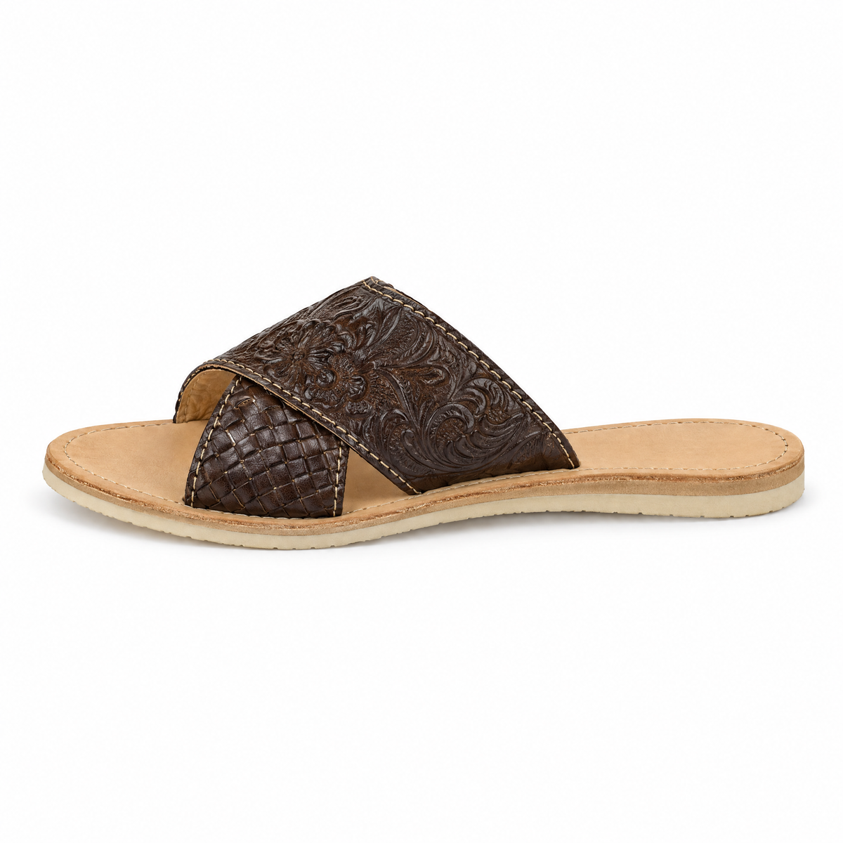 Huarache Cruzado Sin Talonera Café - lado