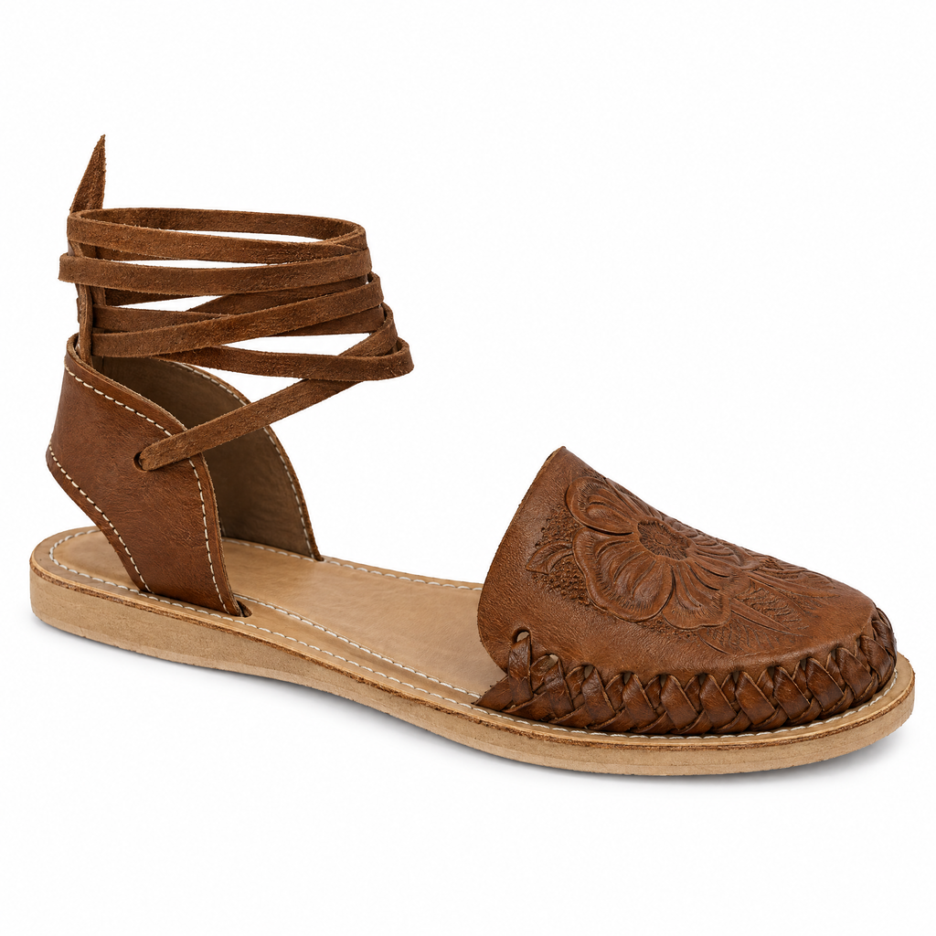 Huarache Romano Troquelado Amapola Nuez - frente