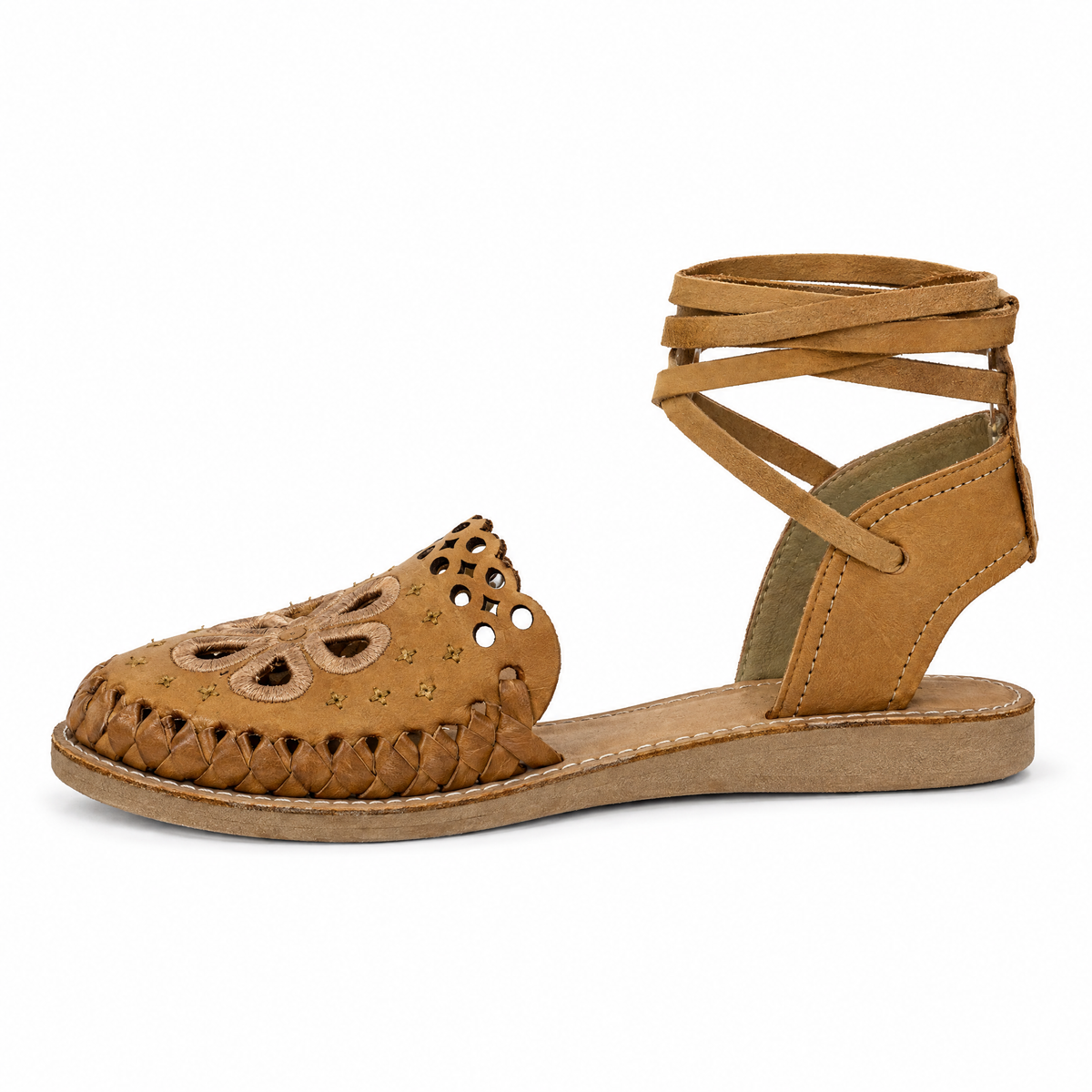 Huarache Romano Flor Tan - lado