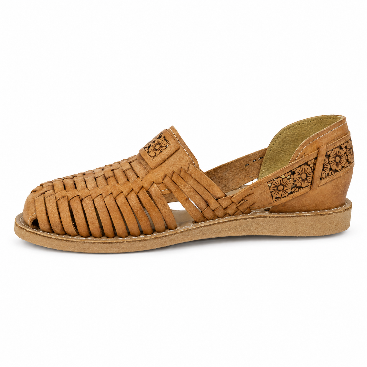 Huarache Tapado Diamante Margarita Tan - lado