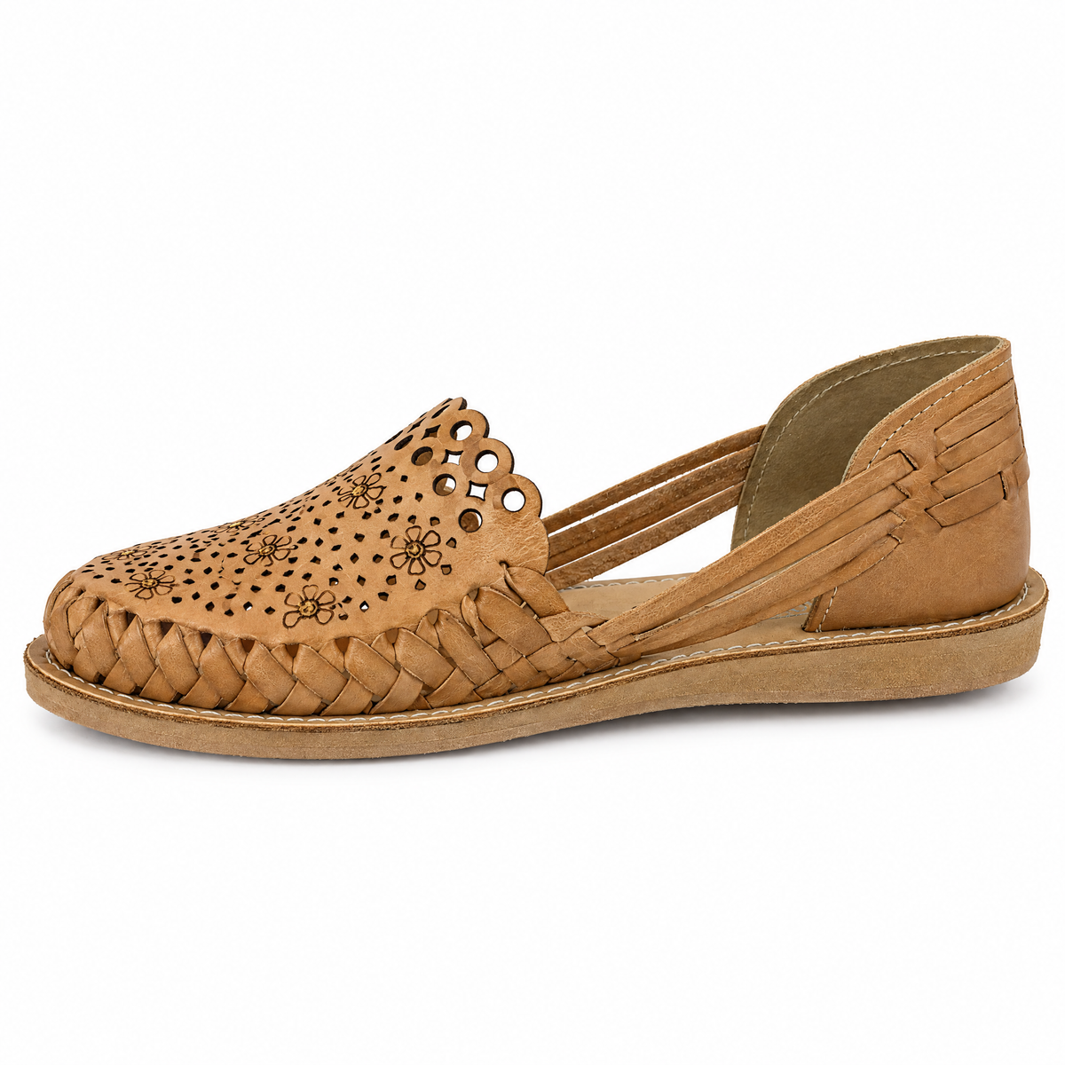 Huarache Tapado Margaritas Tan - lado