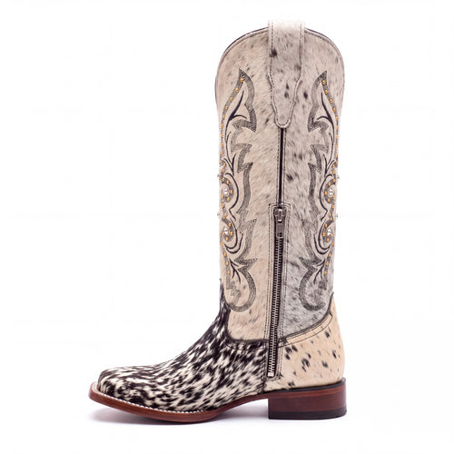 Bota Cuadrada Vaca Bordada - lado